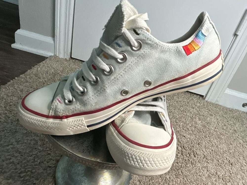 Rainbow embroidered Converse All Star Low TopSneakers - Picture 8 of 13
